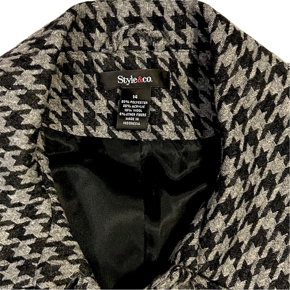 Style & Co Black and Gray Houndstooth Blazer. Size 14 - Picture 4 of 6